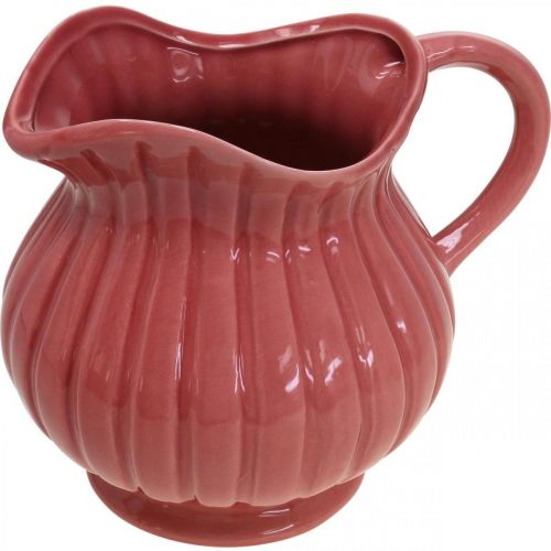 Prodotto Vaso decorativo, brocca con manico ceramica bianca, rosa, rossa H14,5cm 3pz