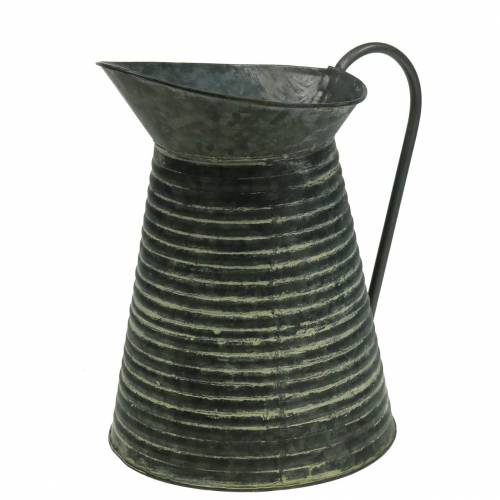 Floristik24 Annaffiatoio decorativo grigio zinco lavato nero Ø18cm H26cm