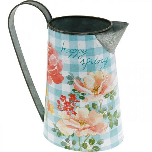 Vaso per fiori deco brocca in metallo vintage decorazione del giardino fioriera H23cm