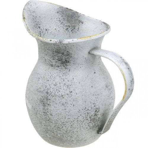 Prodotto Brocca decorativa in metallo lavato bianco shabby chic H18,5cm