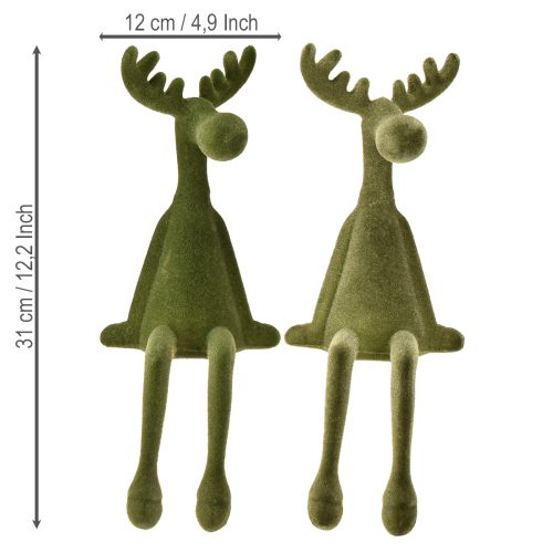 Prodotto Sgabello con bordo decorativo in legno di alce, verde, altezza 31 cm, 2 pezzi