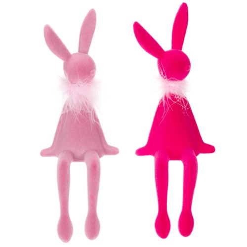 Statuina di coniglietto pasquale con boa di piume, da scaffale, figura decorativa di Pasqua, 27 cm, 2 pezzi