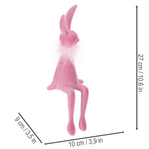 Prodotto Statuina di coniglietto pasquale con boa di piume, da scaffale, figura decorativa di Pasqua, 27 cm, 2 pezzi