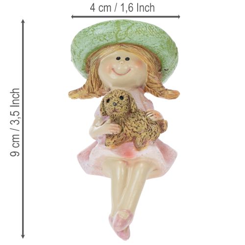 Statuetta da scaffale raffigurante una ragazza sorridente con un cane, Ø4,5 cm, H9,5 cm. | Floristik24.it