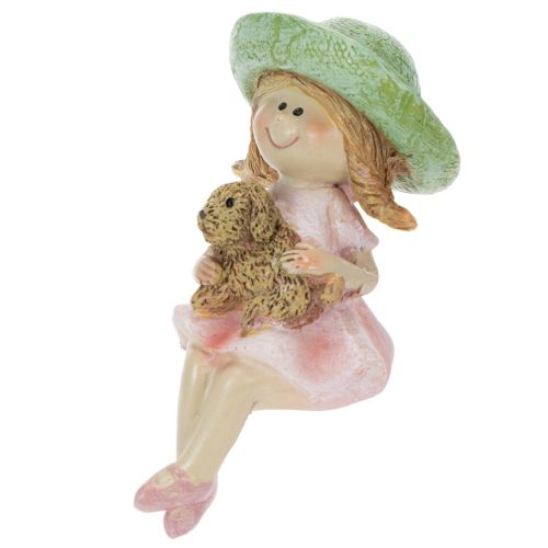 Statuetta da scaffale raffigurante una ragazza sorridente con un cane, Ø4,5 cm, H9,5 cm. | Floristik24.it