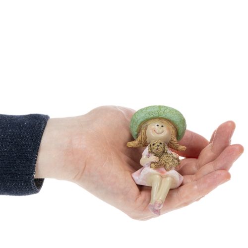 Statuetta da scaffale raffigurante una ragazza sorridente con un cane, Ø4,5 cm, H9,5 cm. | Floristik24.it