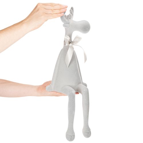 Statuetta natalizia di renna dalle zampe lunghe, da appoggio su una mensola, 54 cm | Floristik24.it