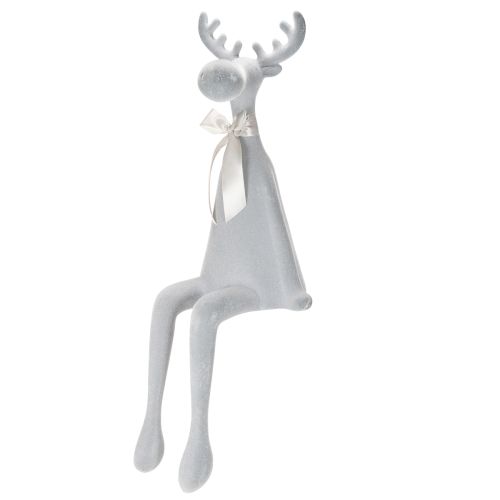 Statuetta decorativa di alce floccata con fiocco, da appoggio su mensola, 80 cm acquistare | Floristik24.it