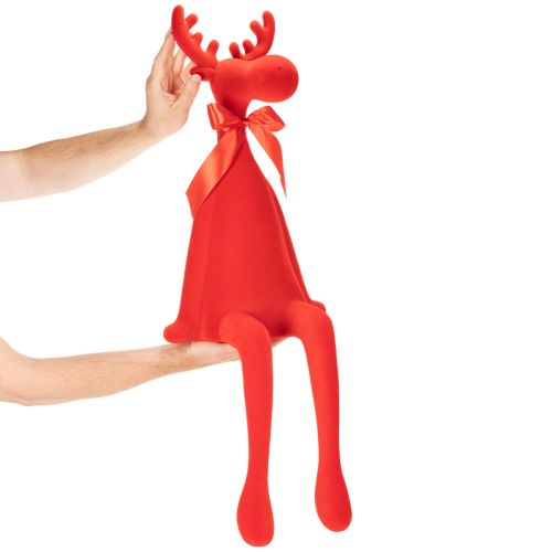Statuetta decorativa di alce, da appoggio su mensola, con fiocco, 80 cm. | Floristik24.it