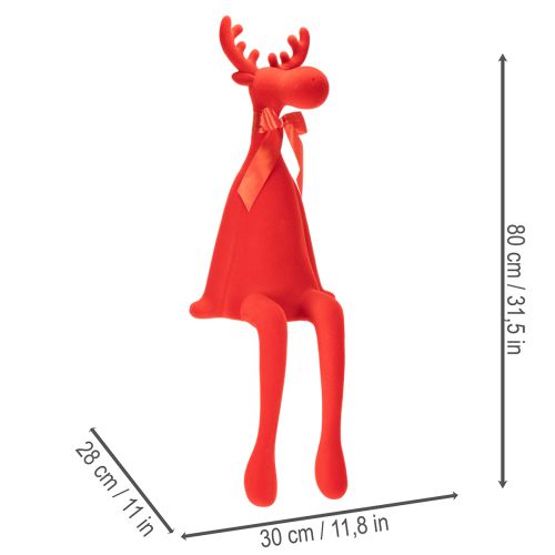 Statuetta decorativa di alce, da appoggio su mensola, con fiocco, 80 cm. | Floristik24.it