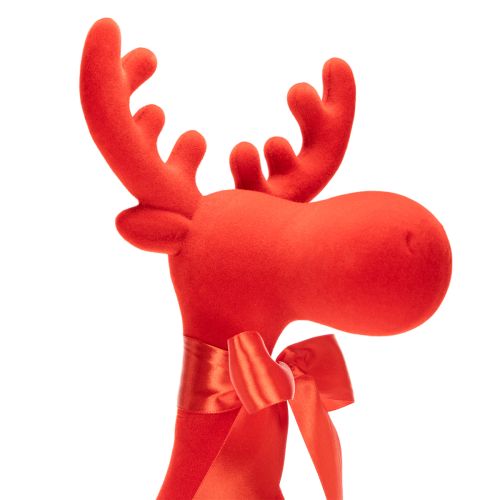 Statuetta decorativa di alce, da appoggio su mensola, con fiocco, 80 cm. | Floristik24.it