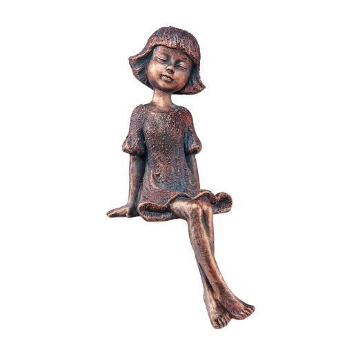 Figura da giardino con posti a bordo ragazza seduta in bronzo 52 cm