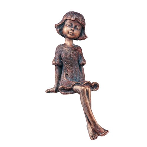 Floristik24 Figura da giardino con posti a bordo ragazza seduta in bronzo 52 cm
