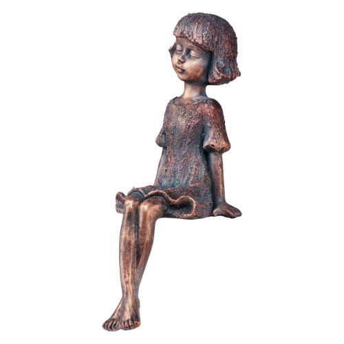 Floristik24 Figura da giardino con posti a bordo ragazza seduta in bronzo 52 cm