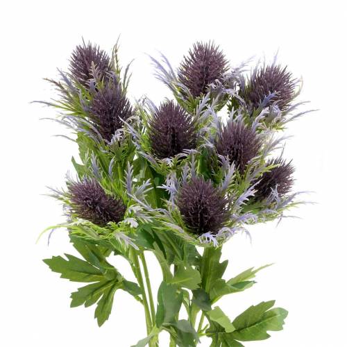 Ramo di cardo artificiale blu-viola 68 cm 3 pezzi