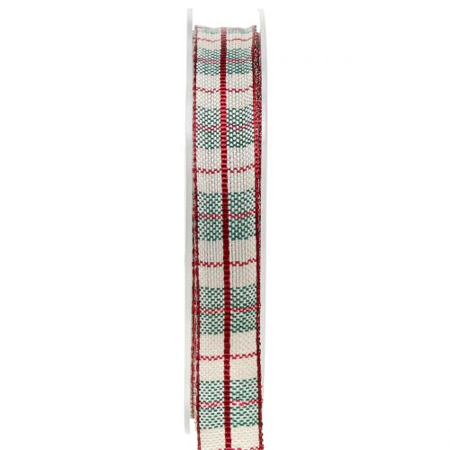 Floristik24 Nastro a quadri rosso 15mm 15m