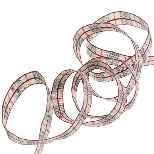 Floristik24 Nastro a quadri rosso 15mm 15m