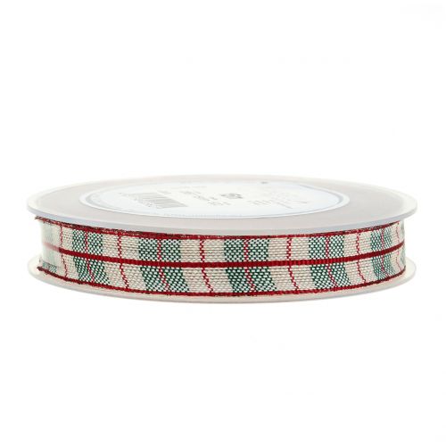 Floristik24 Nastro a quadri rosso 15mm 15m
