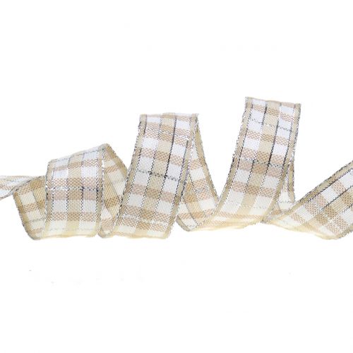 Floristik24 Karoband con mica argento naturale 25mm 15m