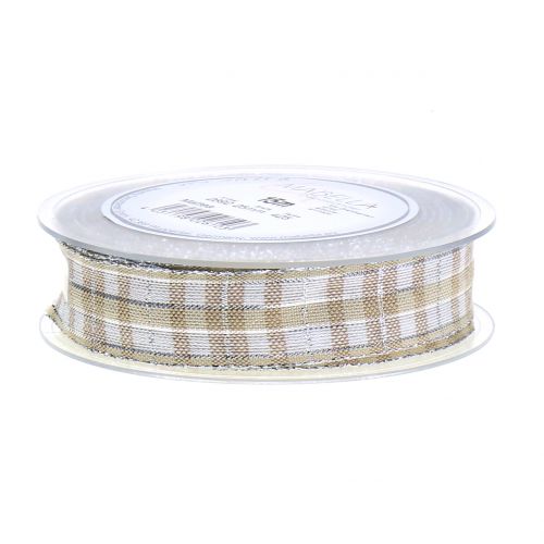 Floristik24 Karoband con mica argento naturale 25mm 15m