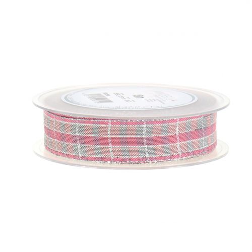 Floristik24 Karoband con mica rosa-argento 25mm 15m