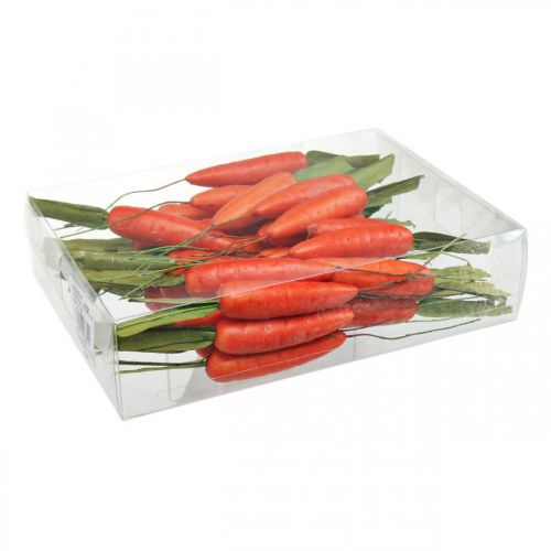 Prodotto Carote decorative, decorazione pasquale, carote su filo, verdure artificiali arancioni, verdi H11cm 36 pz
