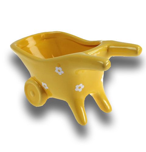 Floristik24 Carriola in ceramica gialla 16,5 cm