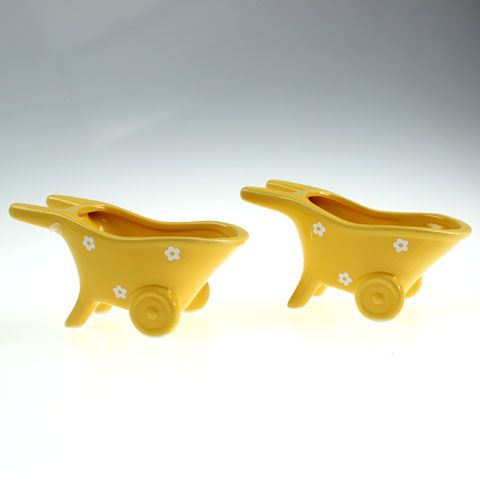 Floristik24 Carriola in ceramica gialla 16,5 cm