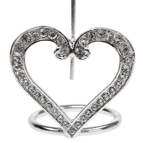 Floristik24 Portacarte cuore per decorazione tavola 4cm argento 6 pezzi