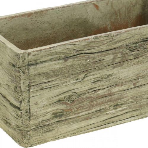 Floristik24 Fioriera in cemento rettangolare aspetto legno marrone 23×10,5 cm H11 cm