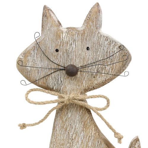 Floristik24 Figura in legno gatto natura, bianco 37cm