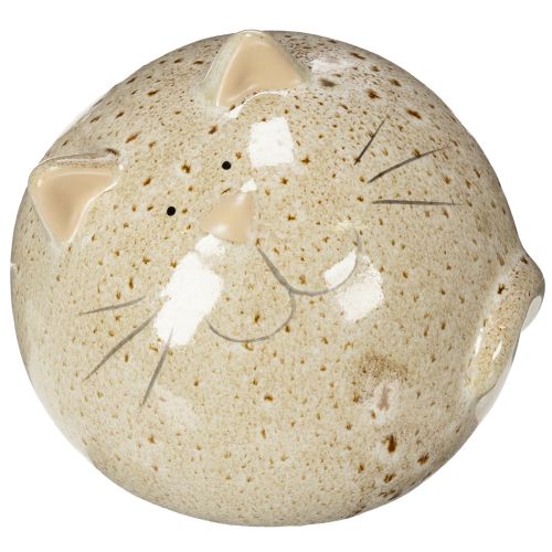 Statuetta decorativa in ceramica a forma di gatto, design rotondo per soggiorno o camera da letto, 13 cm, 2 pezzi