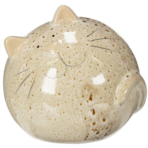 Prodotto Statuetta decorativa in ceramica a forma di gatto, design rotondo per soggiorno o camera da letto, 13 cm, 2 pezzi