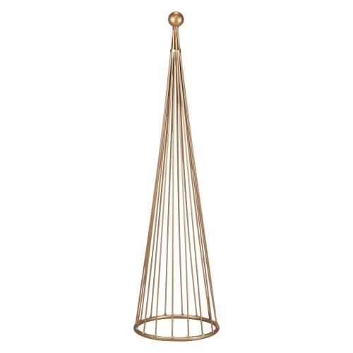 Coni dorati in metallo con decorazione per albero di Natale H62/83 cm, set da 2