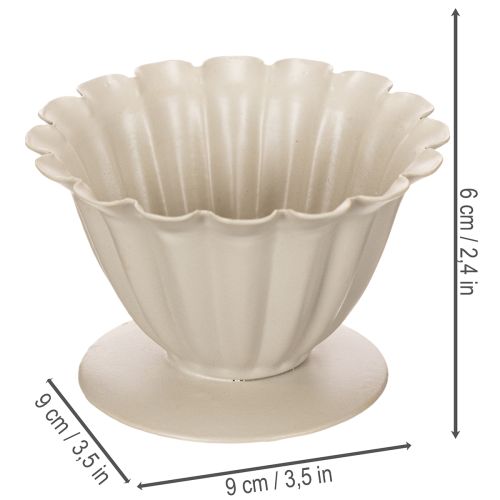 Ciotola, calice, calice di fiore, decorazione color crema, 9 cm | Floristik24.it