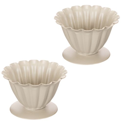 Ciotola, calice, calice di fiore, decorazione color crema, 9 cm | Floristik24.it