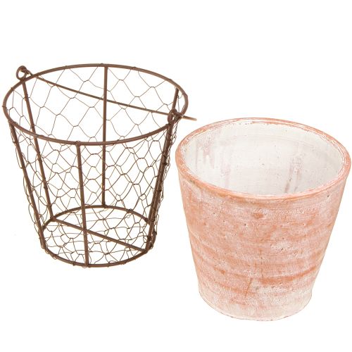 Prodotto Cesto portavaso in ceramica con manico in metallo marrone Ø18cm