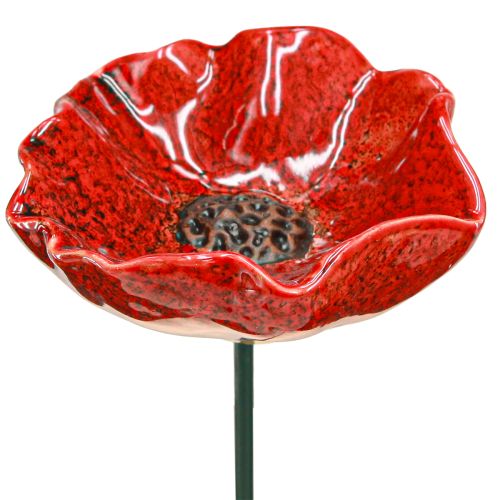 Floristik24 Paletto decorativo in ceramica per fiori di papavero rosso papavero Ø8cm 4 pz
