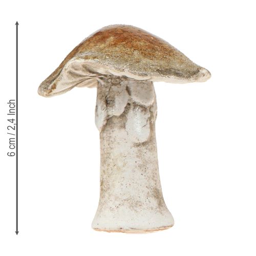 Prodotto Funghi decorativi in ceramica da tavolo, decorazione rosso marrone giallo H6cm 6 pezzi