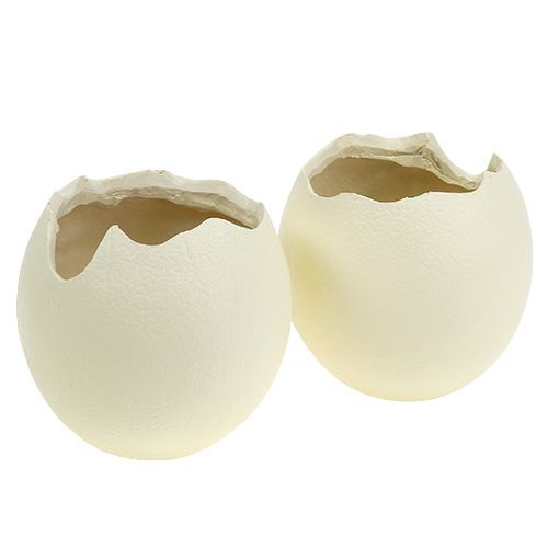 Uovo aperto in ceramica crema H12cm 2pz