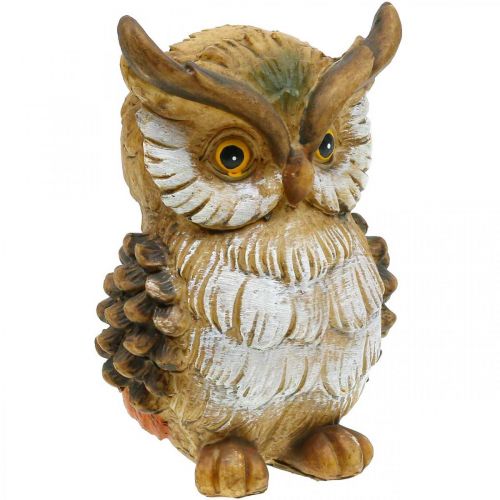 Figura decorativa gufo decorativo poliresina decorativa autunnale dipinta a mano H14cm