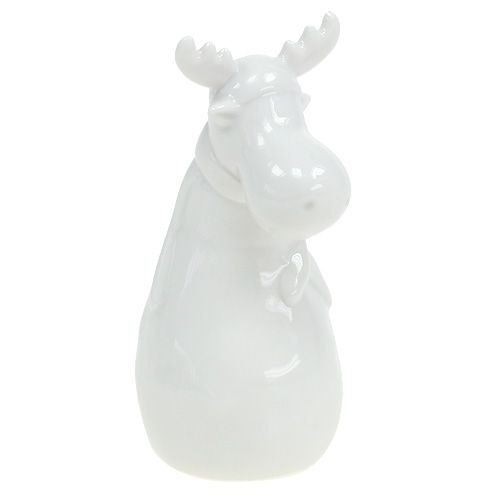 Floristik24 Figura in ceramica alce 12,5 cm bianco 2 pezzi