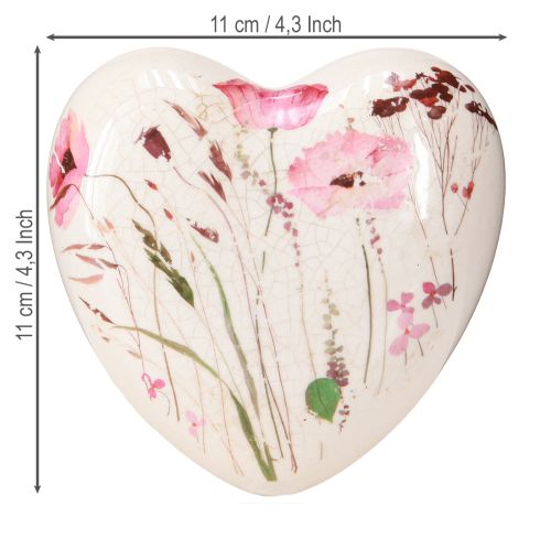Prodotto Cuore in ceramica papavero stile country craquelure 11x11cm