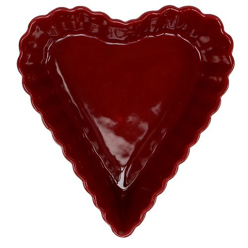 Floristik24 Ciotola cuore in ceramica 18 cm rosso 2 pezzi