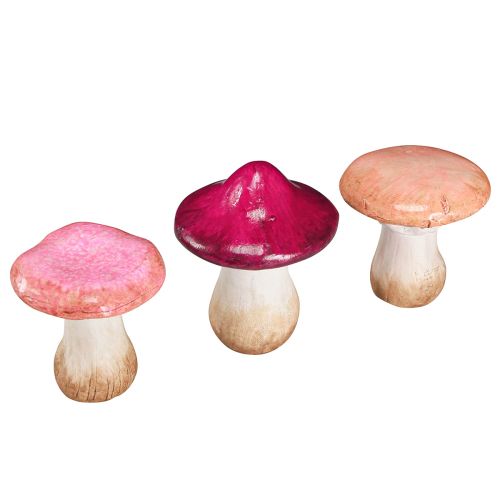 Floristik24 Decorazione funghi in ceramica decorazione autunnale rosa ceramica Ø8/8,5/9 cm 3 pz