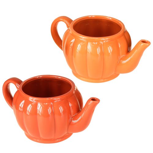 Floristik24 Teiera in ceramica arancione assortita 21,5×13×10cm 2 pezzi