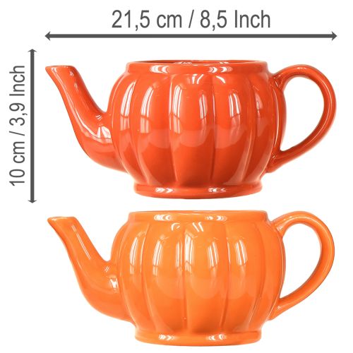 Floristik24 Teiera in ceramica arancione assortita 21,5×13×10cm 2 pezzi