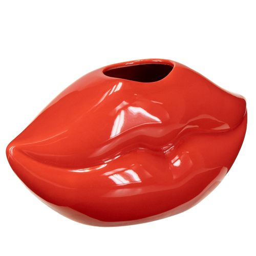 Floristik24 Vaso decorativo in ceramica a forma di bocca di bacio rosso 17×8,5×9cm