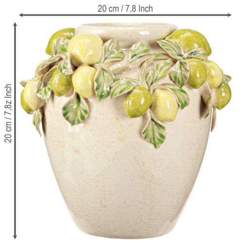 Prodotto Vaso in ceramica decorazione limone verde mediterraneo giallo H19cm