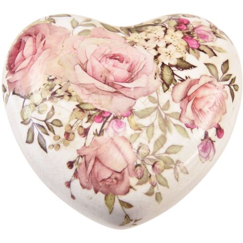 Prodotto Cuore decorativo in ceramica con rose terracotta per la tavola 10,5 cm